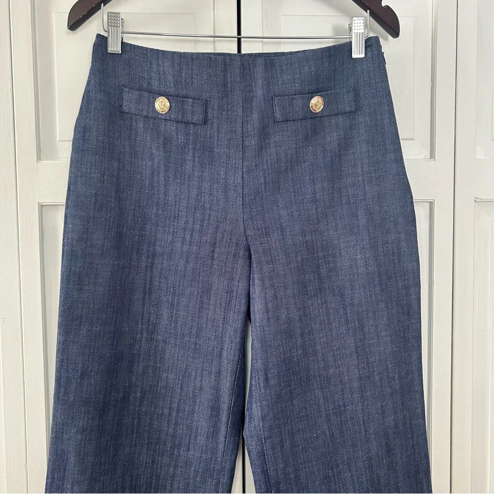 LOFT Button Trim Wide Leg trousers in Refined Denim 4P - Picture 3 of 15